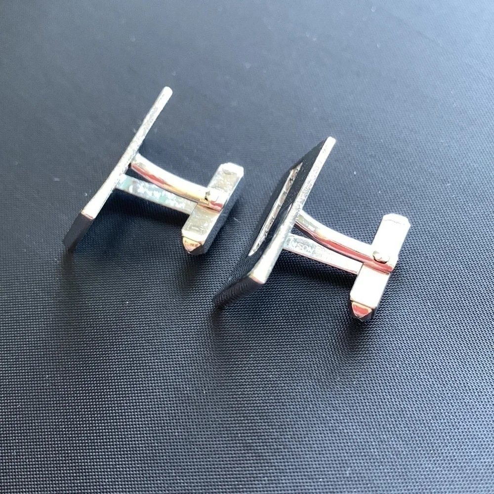 Cuff Links Anson patented pending dated back to 1940  latice work pattern silver